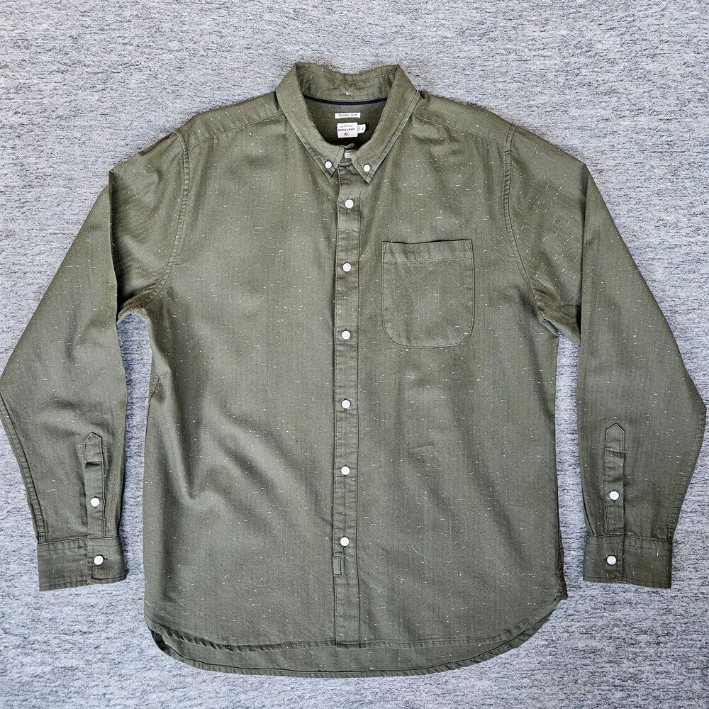 Bridge And Burn Original Slim Green Button Down Shirt Men's Size XL Portland EUC